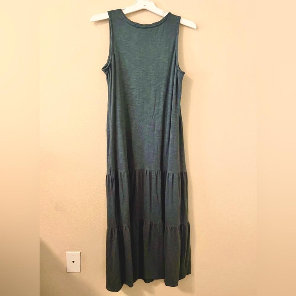 J. Jill Fatigue Green Tiered Sleeveless Midi Maxi Dress Womens size small petite - Picture 5 of 11